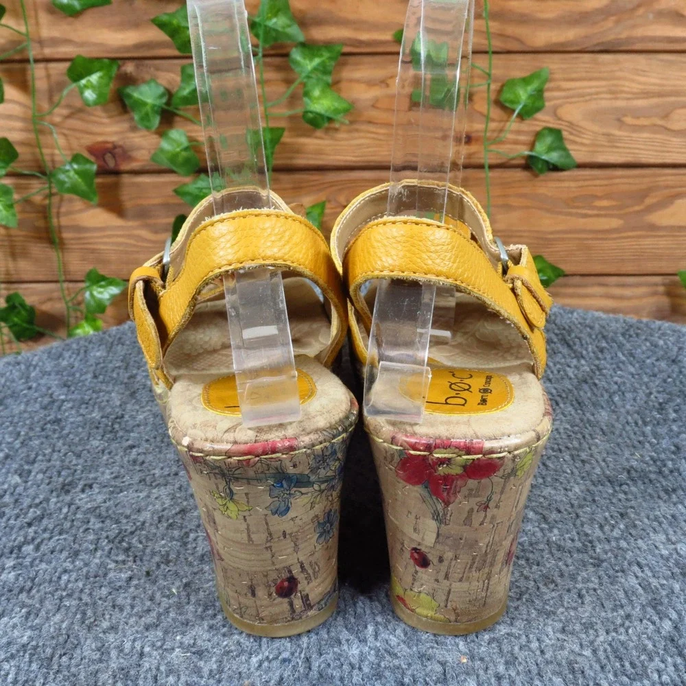 b.o.c. Born Concept Womens Wedge Sandal 7 Floral Print Cork Yellow C16007